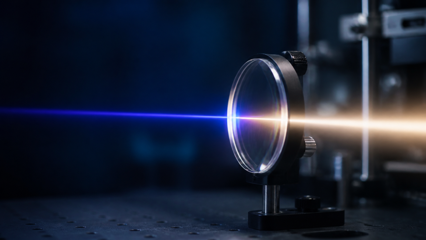 Laboratory test of blue light passing through an ophthalmic lens